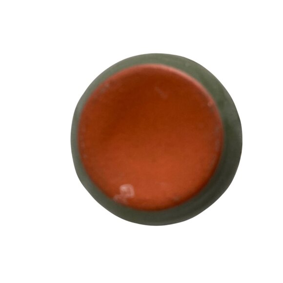 Miniature 3" Bulgarian Troyan Art Pottery Peacock Eye Redware Vase Vintage - Picture 5 of 7